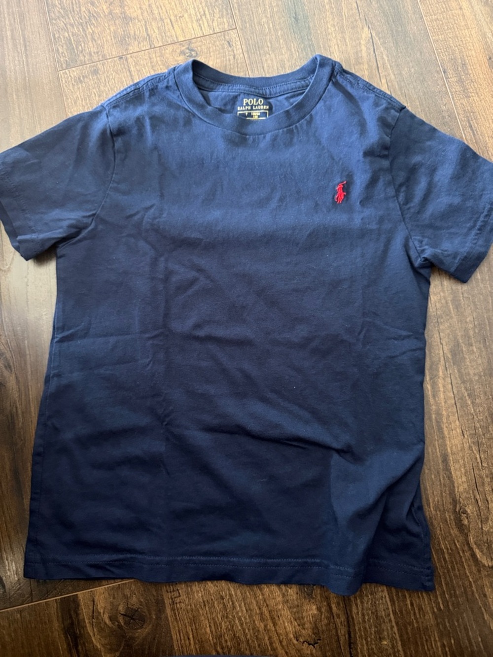 Polo Ralph Lauren Navy Tee with Red Pony Logo- 7 boys